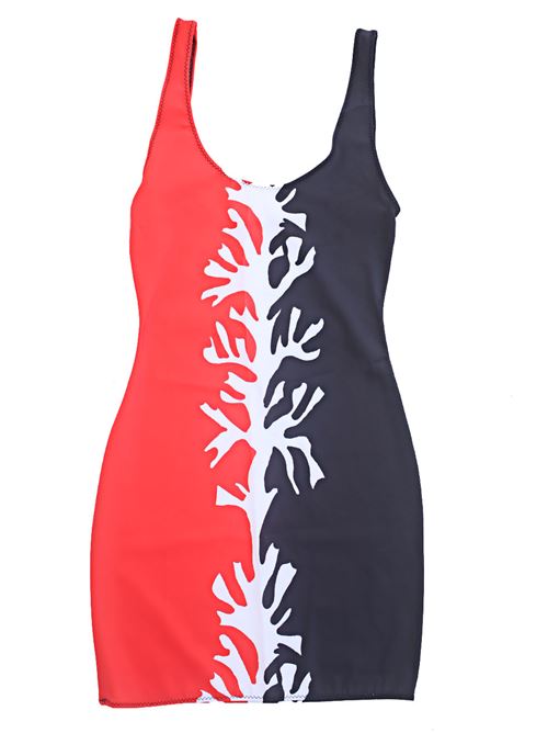 mini beach dress with coral La Dolce Vista x Mané Capri | MINIVESTITOCORALLOROSSONEROBLACKRED